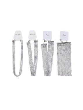 3/$20 NWT | 4 Pack Silver Crystal Rhinestone Statement Choker Set